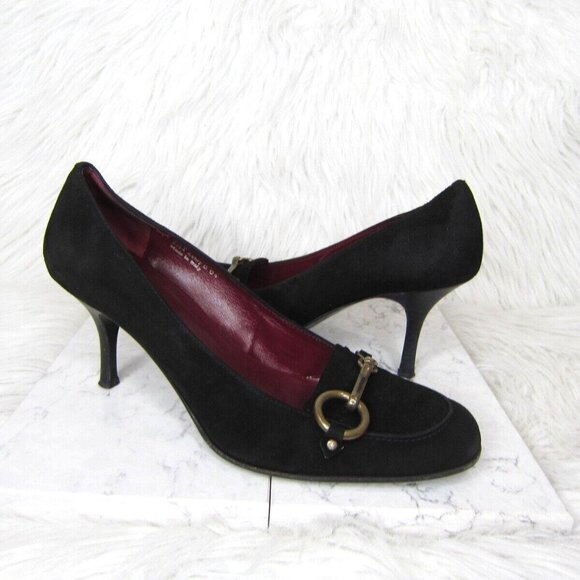 COACH Aubry Black Suede Leather Loafer Pumps Women's size 9.5 B Made in Italy - Picture 1 of 9